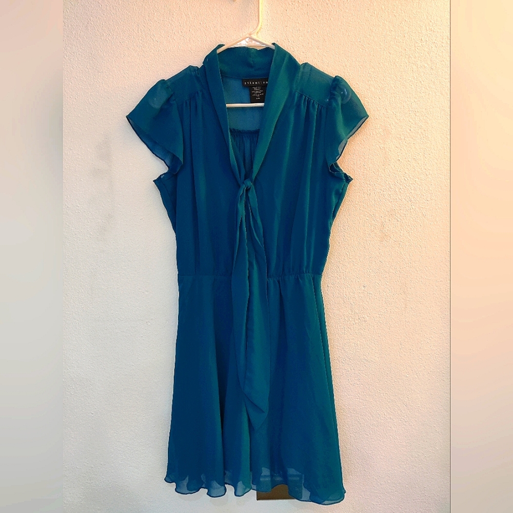 Blue Polyester Flowy Dress